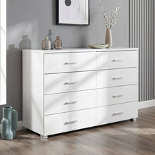 Load image into Gallery viewer, 23453-bram-low-boy-8-drawer-chest-dresser-white-2608132