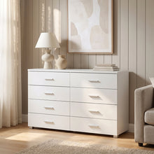 Load image into Gallery viewer, 23453-bram-low-boy-8-drawer-chest-dresser-white-2608131