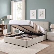 Load image into Gallery viewer, Maro Queen Gas Lift Bed Frame - Linen Beige
