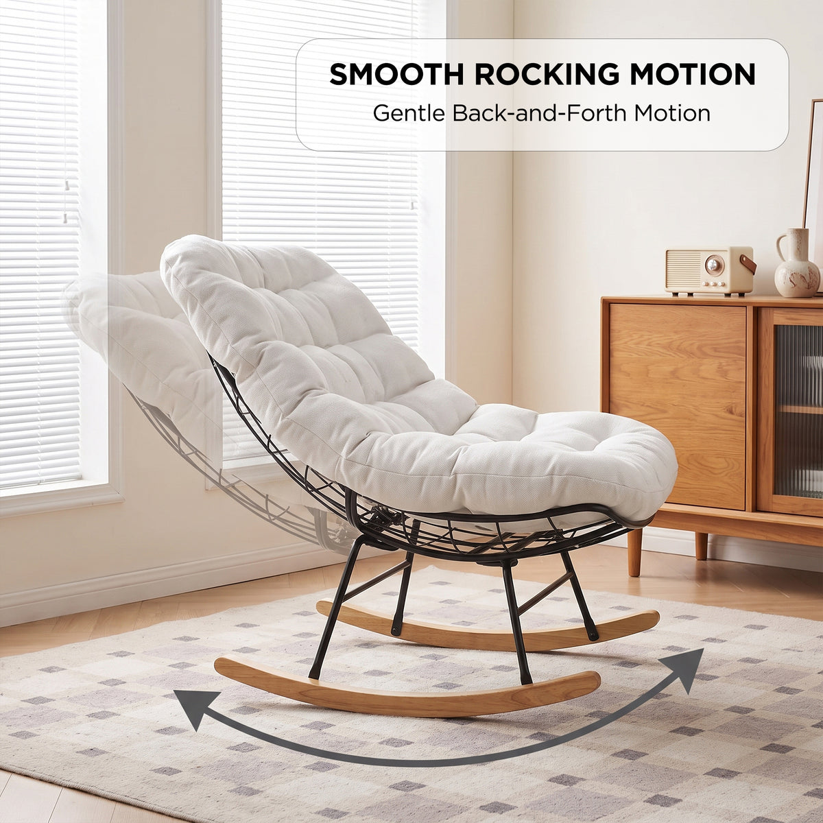 Naro Linen Rocking ArmChair - Beige