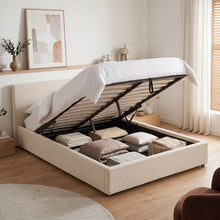 Load image into Gallery viewer, Lifteo Boucle Double Gas Lift Bed Frame - Beige