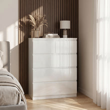 Load image into Gallery viewer, 23942-angeles-high-gloss-5-drawer-tallboy-white-2608182