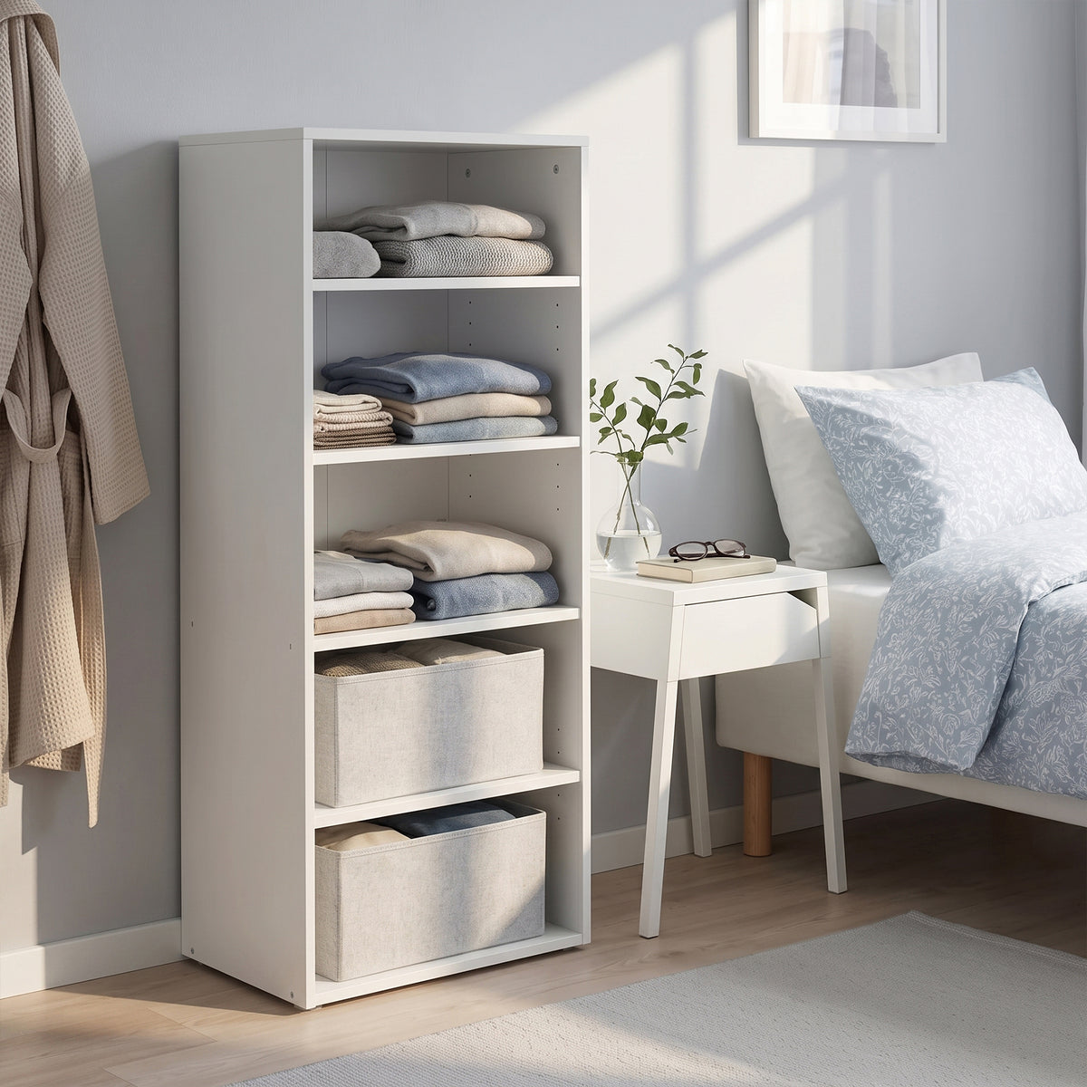 Payette 5 Shelf Wardrobe - White