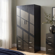 Load image into Gallery viewer, Bram 2 Door Wardrobe with 2 Drawers - Black