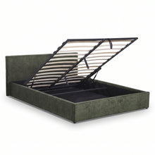 Load image into Gallery viewer, Lifteo Teddy Boucle Queen Gas Lift Bed Frame - Dark Green