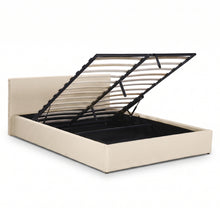 Load image into Gallery viewer, Lifteo Boucle Queen Gas Lift Bed Frame - Light Beige