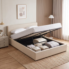 Load image into Gallery viewer, Lifteo Boucle Queen Gas Lift Bed Frame - Light Beige