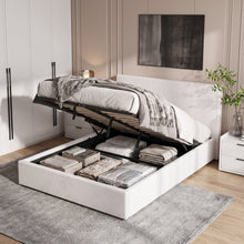 Load image into Gallery viewer, Lifteo Teddy Boucle Double Gas Lift Bed Frame - White