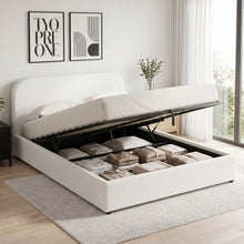 Load image into Gallery viewer, lt11068-lull-boucle-queen-gas-lift-bed-frame-beige-2608259
