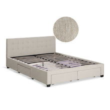 Load image into Gallery viewer, Eleanor Queen Bed Frame with 4 Drawers - Beige