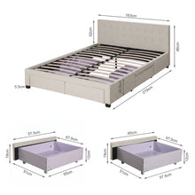 Load image into Gallery viewer, Eleanor Queen Bed Frame with 4 Drawers - Beige