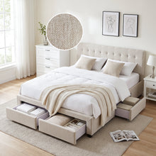 Load image into Gallery viewer, Eleanor Queen Bed Frame with 4 Drawers - Beige