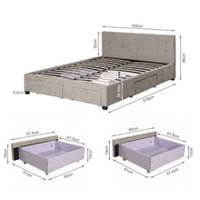 Load image into Gallery viewer, Eleanor Queen Bed Frame with 4 Drawers - Light Taupe
