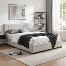 Load image into Gallery viewer, Eleanor Queen Bed Frame with 4 Drawers - Light Beige