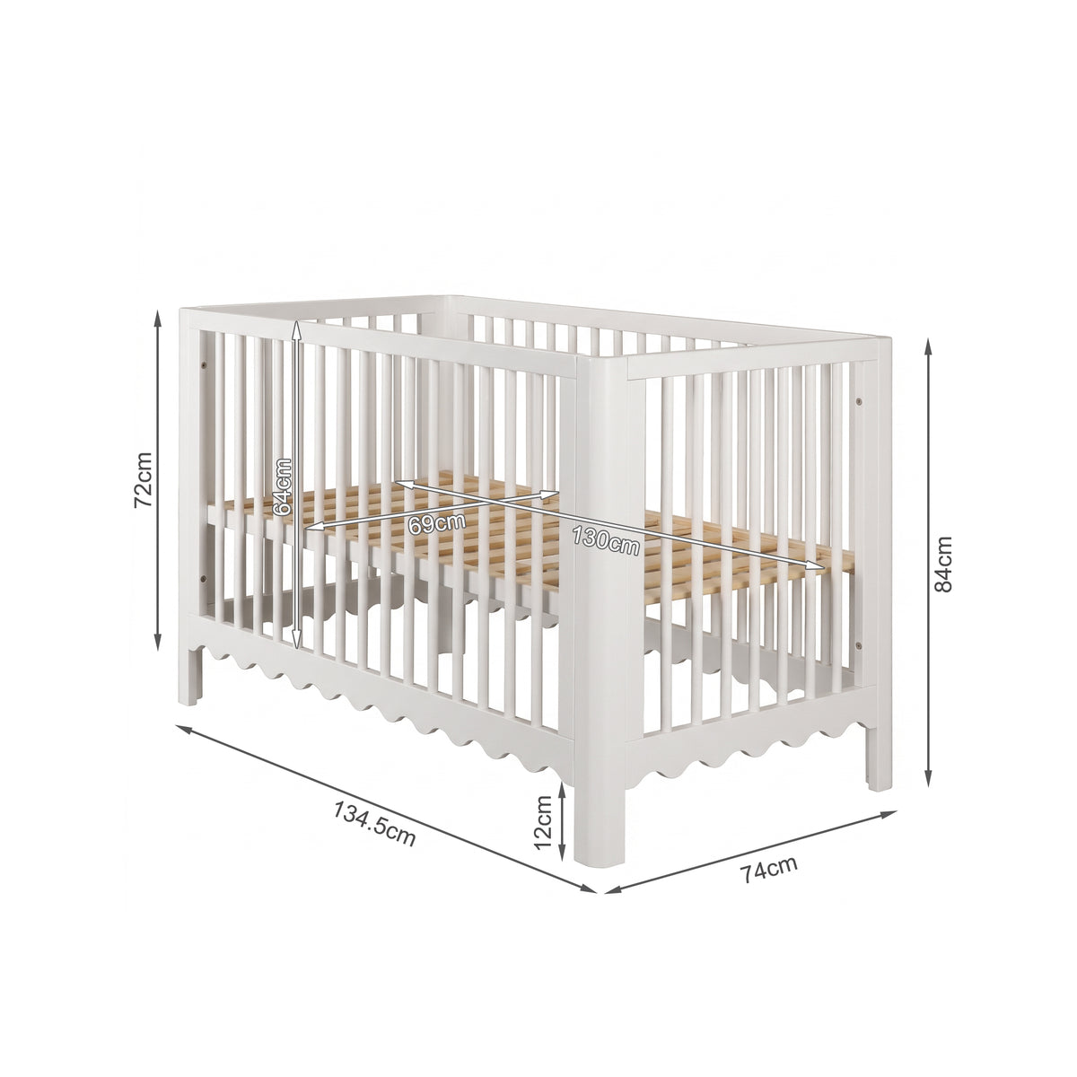 Hestia Wooden Baby Cot - White