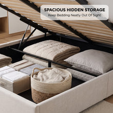 Load image into Gallery viewer, 24453-hauora-queen-gas-lift-bed-frame-beige-2609044