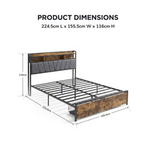 Load image into Gallery viewer, 24457-rito-queen-metal-bed-frame-grey-2609044