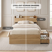 Load image into Gallery viewer, Elda King Single Bed Frame with USB Port &amp; Drawers - Natural