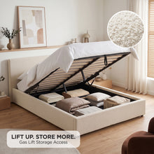 Load image into Gallery viewer, lt11064-lifteo-boucle-double-gas-lift-bed-frame-beige-2609091