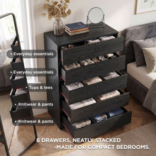 Load image into Gallery viewer, 23807-tongass-wooden-6-drawers-tallboy-black-2609112