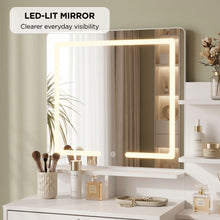 Load image into Gallery viewer, Gardenia 2 Piece Dressing Table with Mirror &amp; Stool Set - White