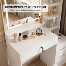 Load image into Gallery viewer, Gardenia 2 Piece Dressing Table with Mirror &amp; Stool Set - White