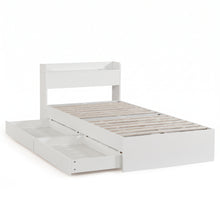 Load image into Gallery viewer, Elda Single Bed Frame with USB Port &amp; Drawers - White
