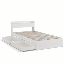 Load image into Gallery viewer, Elda King Single Bed Frame with USB Port &amp; Drawers - White