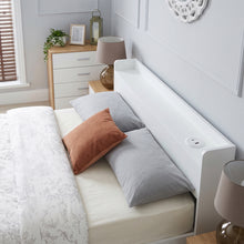 Load image into Gallery viewer, Elda Queen Bed Frame with USB Port &amp; Drawers - White