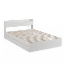 Load image into Gallery viewer, Elda Double Bed Frame with USB Port &amp; Drawers - White