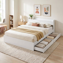 Load image into Gallery viewer, Elda Super King Bed Frame with USB Port &amp; Drawers - White