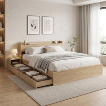 Load image into Gallery viewer, Elda King Bed Frame with USB Port &amp; Drawers - Natural
