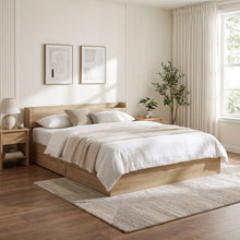 Load image into Gallery viewer, Elda King Bed Frame with USB Port &amp; Drawers - Natural