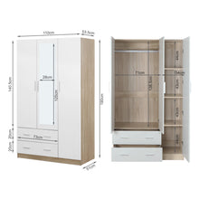 Load image into Gallery viewer, 24400-bram-3-door-wardrobe-cabinet-with-mirror-oak-white-2609158