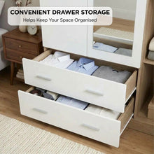 Load image into Gallery viewer, Bram 3 Door Wardrobe Cabinet with Mirror - Oak + White