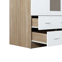 Load image into Gallery viewer, Bram 3 Door Wardrobe Cabinet with Mirror - Oak + White