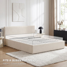 Load image into Gallery viewer, Lifteo Boucle Queen Gas Lift Bed Frame - Beige