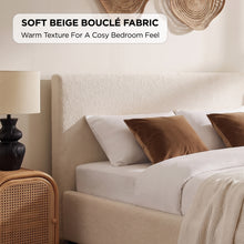 Load image into Gallery viewer, Lifteo Boucle Queen Gas Lift Bed Frame - Beige