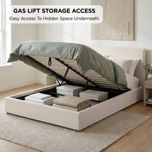 Load image into Gallery viewer, Lifteo Boucle Queen Gas Lift Bed Frame - Beige