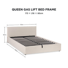 Load image into Gallery viewer, Lifteo Boucle Queen Gas Lift Bed Frame - Beige