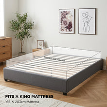 Load image into Gallery viewer, Bromo Fabric Slat Bed Frame - King