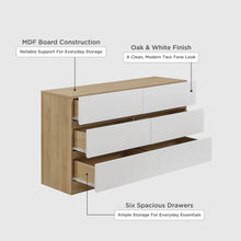 Load image into Gallery viewer, 22198-harris-6-drawers-low-boy-oak-white-2609243