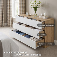 Load image into Gallery viewer, 22198-harris-6-drawers-low-boy-oak-white-2609244