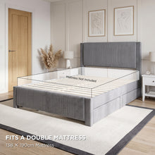 Load image into Gallery viewer, Gower Double Fabric Bed Frame with 4 Drawers - Grey