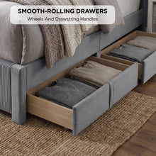 Load image into Gallery viewer, Gower Double Fabric Bed Frame with 4 Drawers - Grey