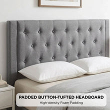 Load image into Gallery viewer, Thornton Double Fabric Bed Frame with 4 Drawers - Light Grey