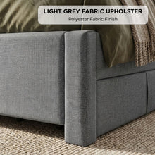 Load image into Gallery viewer, Thornton Double Fabric Bed Frame with 4 Drawers - Light Grey