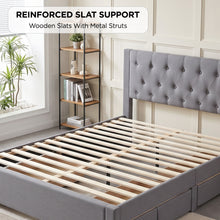Load image into Gallery viewer, Thornton Double Fabric Bed Frame with 4 Drawers - Light Grey