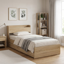 Load image into Gallery viewer, Elda Single Bed Frame with USB Port &amp; Drawers - Natural