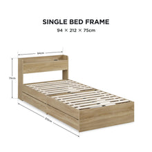 Load image into Gallery viewer, Elda Single Bed Frame with USB Port &amp; Drawers - Natural